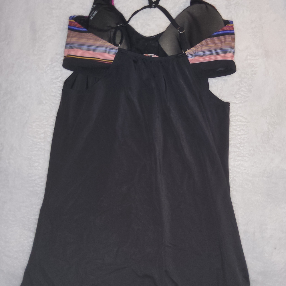 Athleta Black Swim Tank with Attached Multicolor Bralet - Picture 2 of 3